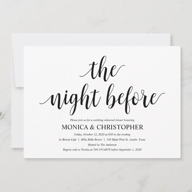Cartão de Convite para Janto de Ensaio de Casament (Frente)