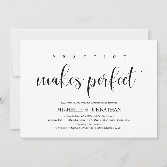 Cartão de Convite para Janto de Ensaio de Casament (Frente)