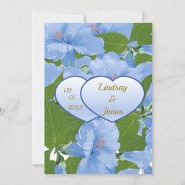 Cartão de Convite para Jardim de Flores Azuis