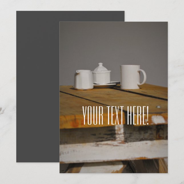 Cartão de Convite para Mesa Rústica de Madeira com (Frente/Verso)
