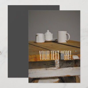 Cartão de Convite Para Mesas Rústica De Chá Com Po