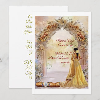 Cartão de Convite para Noite de Mehndi 2026 | Flor