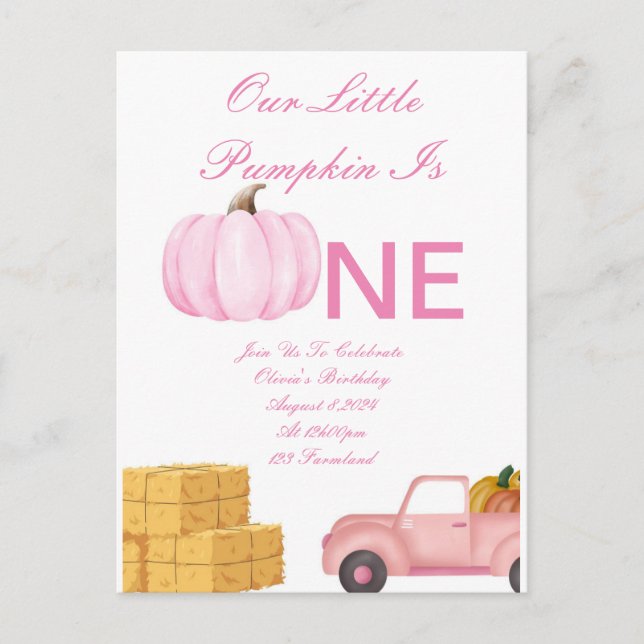 cartão de convite para o aniversário de uma menina (Frente)