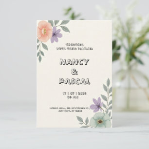 Cartão de convite para o casamento de cinzas moles