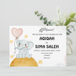 Cartão de Convite para o Elefante Muçulmano Cute