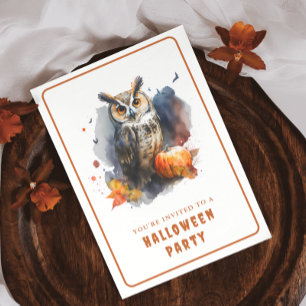 Cartão de Convite para o Halloween de Watercolor O