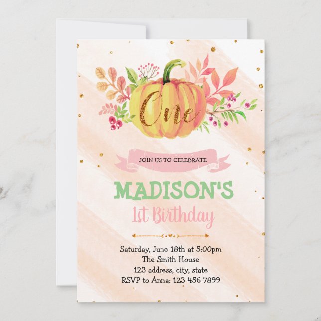 Cartão de convite para primeiro aniversario de abó (Frente)