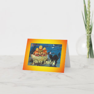 Cartão de Convite para Pumpkin Preto Vintage