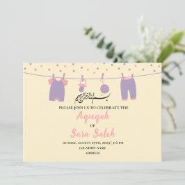 Cartão de Convite para Rapariga Amarelo Aqiqah Cut