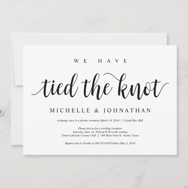 Cartão de Convite para Recepção de Elopemento Russ (Frente)