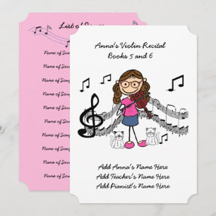 Cartão de Convite para Recital de Violino de Anna