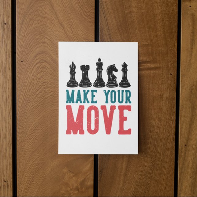 Cartão de Convite para Torneio de Xadrez (chess make your move retro)