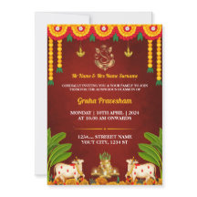 Cartão de Convite para Uso Doméstico Indiano, Gruh