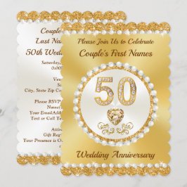 Cartão de Convite Personalizado Dourado, Aniversár