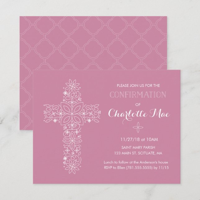 Cartão de Convite Religioso de Confirmação de Meni (Frente/Verso)