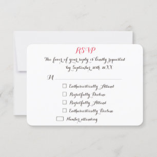 Cartão de Convite RSVP de Casamento Personalizado