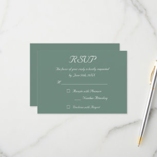 Cartão de Convite RSVP de Casamento Verde Elegante
