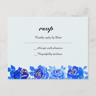 Cartão de Convite RSVP Floral Azul Indigo