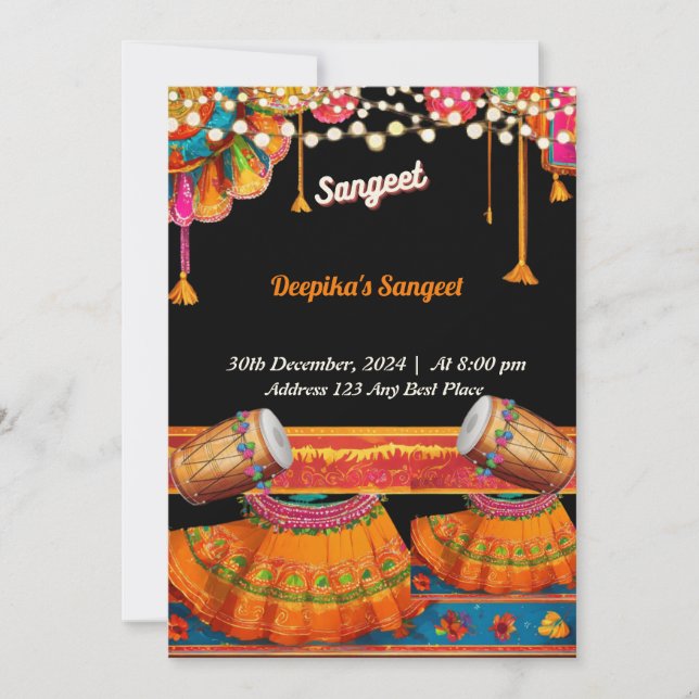 Cartão de Convite Sangeet (Frente)