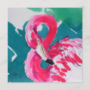 Cartão de Convite Tropical Flamingo Rosa Quente