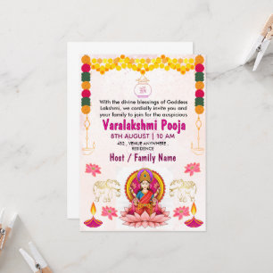 Cartão de Convite Varalakshmi Vratham   Pooja