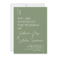 Cartão de Convite Verde Simples e Minimalista