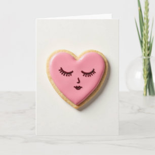 Cartão de Cookie de Coração Rosa Doce