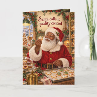 Cartão de Cookie de Natal do Papai Noel Preto Engr