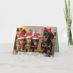 Cartão de Cookies de Natal de Dachshund Fofo