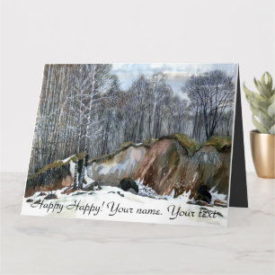 Cartão de cor d'água Snowy ravinepainting
