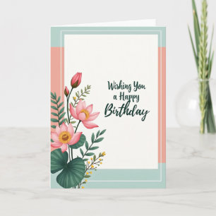 Cartão de Cor Floral de Aniversário Doce