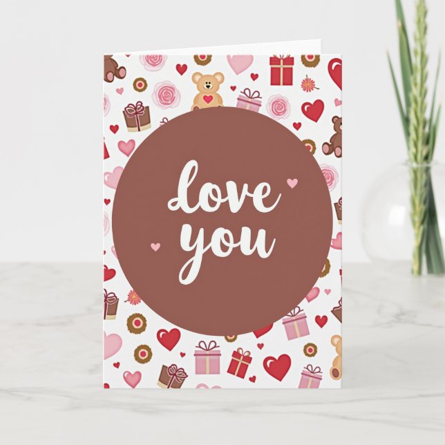 Cartão de Coração com Padrão de Amor (Frente)