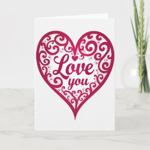 Cartão de Coração com Rolagem de Amor
