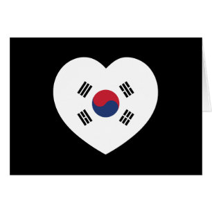 Cartão de Coração da Bandeira da Coreia do Sul