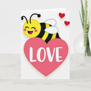 Cartão de Coração de Abelha Amor