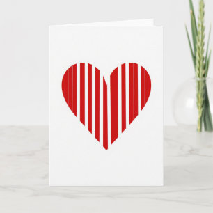 Cartão de Coração de Amor com Listras Vermelhas