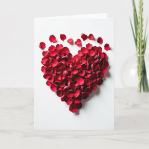 Cartão de Coração de Amor com Rosa Vermelha