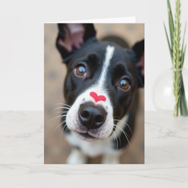 Cartão de Coração de Amor de Cachorrinho (Frente)
