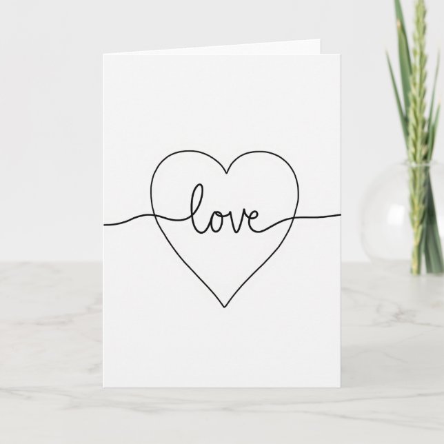 Cartão de Coração de Amor em Uma Linha (Frente)