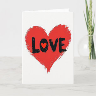 Cartão de Coração de Amor Grunge Minimalista