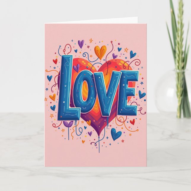 Cartão de Coração de Amor Mínimo (Frente)