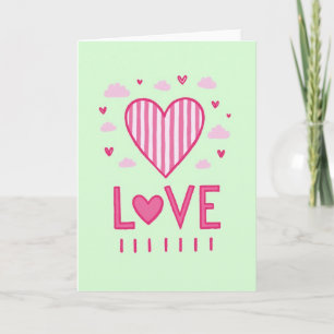 Cartão de Coração de Amor Rosa Fofo