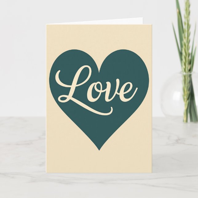 Cartão de Coração de Amor Simples e Opaco (Frente)