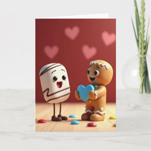 Cartão de Coração de Marshmallow de Gengibre