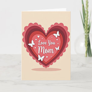 Cartão de Coração de Papel 'Amo Você Mamãe'
