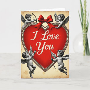 Cartão de Coração do Cupido Eu Te Amo