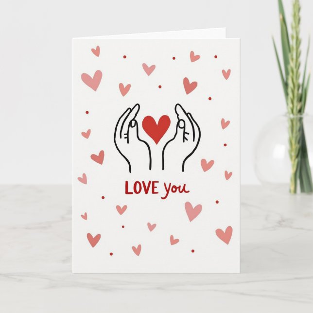 Cartão de Coração e Mãos que Amo (Frente)