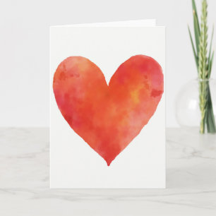 Cartão de Coração em Aquarela Minimalista