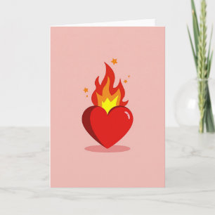 Cartão de Coração Flamejante de Amor Verdadeiro