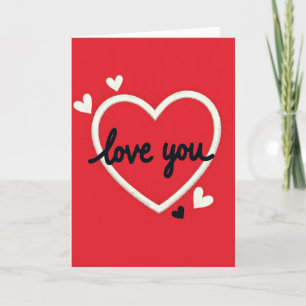 Cartão de Coração 'Love You' Minimalista Brushed